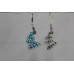 925 sterling silver earrings Marcasite and Turquoise Gemstones Peacock Design